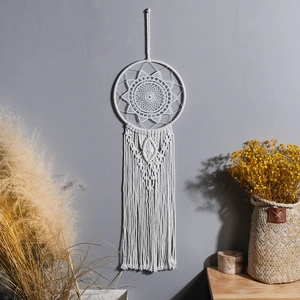 Handmade Bohemian cotton dream catcher wall hanging with tassel for home decor