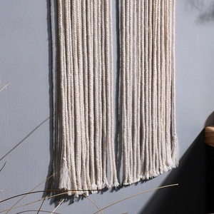 Handwoven bohemian cotton dream catcher wall hanging with natural tassel fringe decor