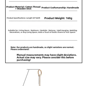 Detail specifications of bohemian woven tapestry wall shelf made of cotton and wood