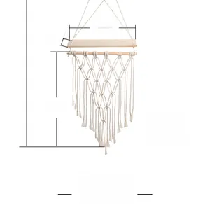 Detailed size chart for handmade cotton rope tapestry shelf with dimensions 35x10x100cm
