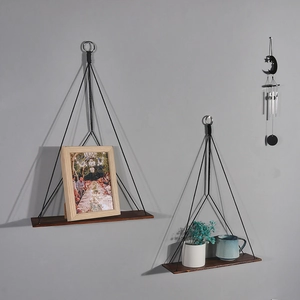 Bohemian Macrame Wall Hanging Shelf Natural Wood Floating Shelves With Cotton Rope Storage Rack For Home Decor Accessories