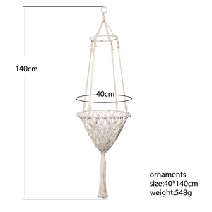 Hamac bohème pour chat en corde de coton blanc fait main avec franges et perles en bois