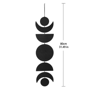 Minimalist black moon phase wall hanging decor featuring 7 phases in 80cm vertical length