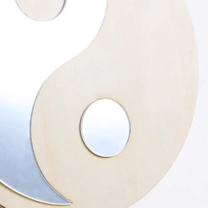 Décoration murale miroir Yin Yang Tai Chi en bois et acrylique style bohème