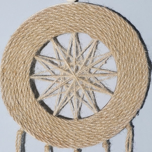 Nordic handmade woven dream catcher wall hanging decoration with star jute rope pattern