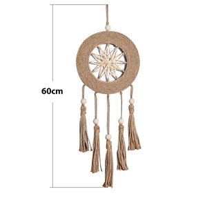 60cm Nordic bohemian hand-woven dream catcher wall hanging with macrame tassels and beads
