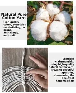 Close-up of hand-woven natural cotton tapestry detailing anti-static and anti-pilling texture