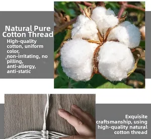 Detail of natural cotton cord and hand-woven craftsmanship for bohemian wall baskets