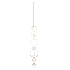 Golden moon phase suncatcher with crystal ball pendant for wall decoration