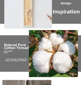 Close-up of natural cotton rope texture and solid wood used in handmade wall decor