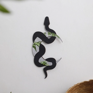 Bohemian Snake Moon Crescent Wooden Mirror Wall Sticker 3D Creative Wall Hanging Decoration For Home Living Room Bedroom Decor