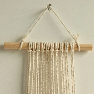 Bohemian handmade cotton woven wall hanging with natural wooden stick decor