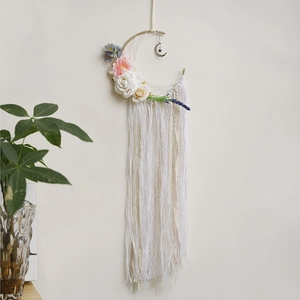 Bohemian Dreamcatcher Wall Hanging Handmade Cotton Weaving Simulation Flowers Lace Tassels Romantic Home Wedding Decoration