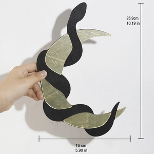 Detail view of bohemian snake wall hanging with dimensions of 25.9cm height and 15cm width
