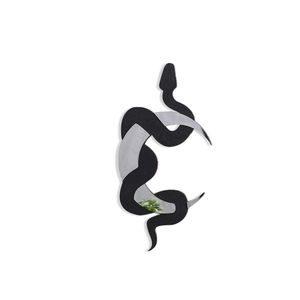 Bohemian crescent snake wall mirror decorative 3D sticker with black matte and silver finish