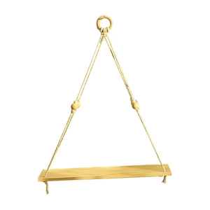 Bohemian woven wood hanging shelf with cotton rope and beads for wall decor