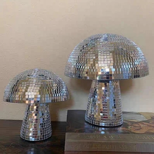 Creative Mirror Glass Disco Mushroom Desktop Ornament Resin Mosaic Mushroom For Bedroom Living Room Home Office Table Decor