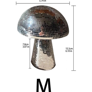Detailed dimensions of the M-sized disco mushroom decor with silver mirror mosaic surface