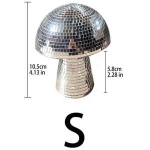 Mirror disco ball mushroom home decor craft ornament with size dimensions of 10.5cm height