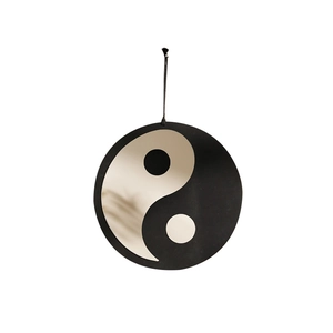 Bohemian Yin Yang Tai Chi acrylic wall mirror hanging with black decorative wood panel