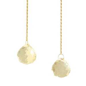 Elegant gold chain suncatcher with faceted champagne crystal balls on a white background