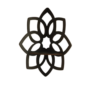 Wooden lotus mandala corner shelf with laser-cut hollow pattern for home wall decor