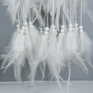 Minimalist white feather dream catcher with beads for home bedroom wall decor