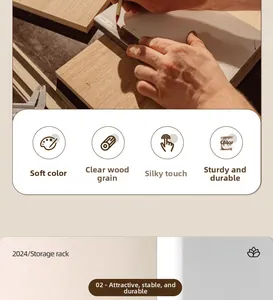 Detailed view of the soft color and clear natural wood grain texture on a storage rack