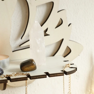 Bohemian wooden lotus crystal shelf for wall decor and jewelry display stand