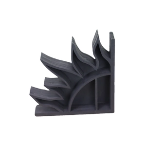 Minimalist black flame-shaped wooden crystal shelf for home wall decor and storage
