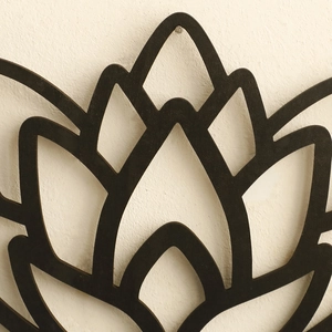 Bohemian black wooden hollow lotus wall shelf for crystals and candles home decor