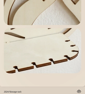 Detailed view of laser-cut wooden lotus shelf with precise assembly slots for wall decor