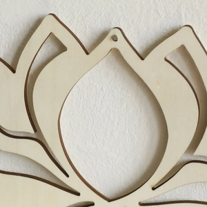 Wall-mounted lotus wood carving shelf with laser-cut hollow details for home decor