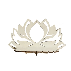 Minimalist wooden lotus flower floating shelf for wall crystal display and home decor