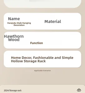 Detailed specifications of butterfly wooden wall shelf showing material and size parameters