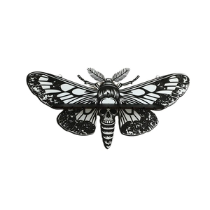 Gothic moth wooden wall shelf with skull design and hollow carvings for home decor