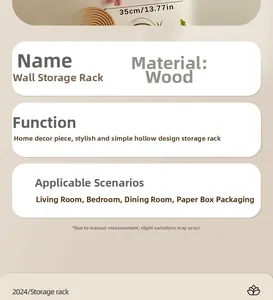 Detailed size chart showing the 35cm width of the handmade wooden floating shelf