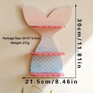 Pink and blue gradient whale tail shelf with scales pattern, sized 30x21.5 cm