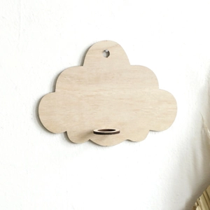 Support mural en bois en forme de nuage avec bords découpés au laser pour vases