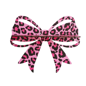 Bohemian pink leopard print bow-shaped wooden wall shelf for home decor and storage