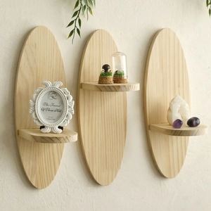 Oval Wooden Floating Wall Shelves Solid Pine Wood Display Rack For Living Room Modern Simple Nordic Style Home Decor