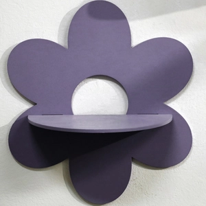 Bohemian purple flower wooden wall shelf for crystal display and home wall decor