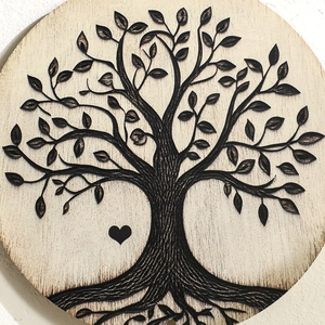 Bohemian Tree of Life wooden wall decor featuring intricate laser-cut designs and heart detail