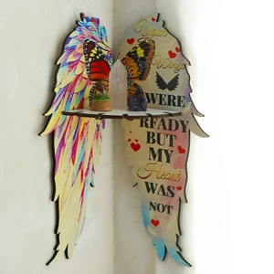 Wood Butterfly Angel Wing Corner Shelf Wall Mounted Decorative Storage Display Rack For Bedroom Living Room Home Decor