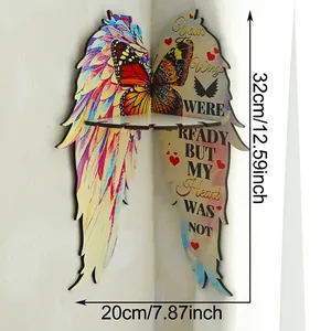 Detail view of wooden butterfly wing shelf with dimensions 32cm height and 20cm width