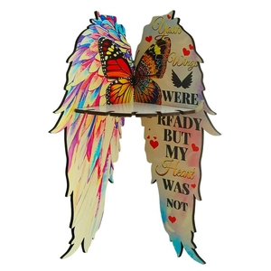 Butterfly angel wing wooden corner shelf decor with memorial quotes and crystal holder