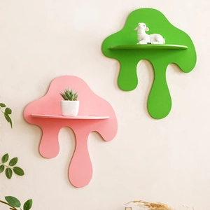 Modern Artistic Dripping Shape Wall Mounted Shelf Wooden Creative Fluid Effect Floating Shelves For Home Office Room Decoration