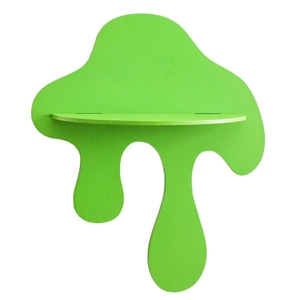 Melting liquid style wall shelf in bright green wood finish for home decor display