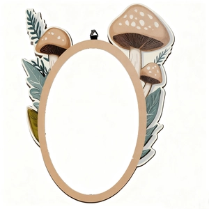 Artistic mushroom wooden acrylic mirror frame for minimalist home wall decoration
