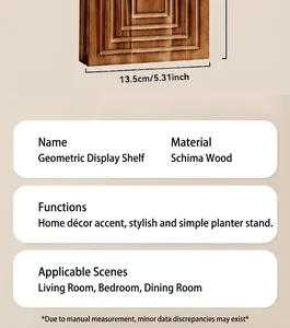 Gedetailleerde maten van de 13,5 cm houten wandplank voor decoratieve planten